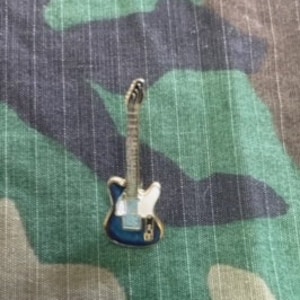 Dark Blue  Rock And Roll Electric Guitar Enamel Backpack pin - Jacket Graffiti pin - Lapel pin - Motorcycle pin - Collectable Pins