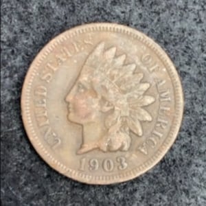 1903 Indian Head Penny one Cent  LIBERTY VISABLE vintage Collectable Coin US. History in Numismatic Collectables