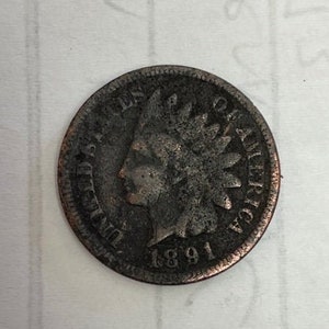 1891 Indian Head Penny one Cent Collectable Coin Full Liberty History