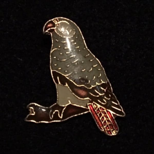 Vintage Enamel Grey Parrot Pin