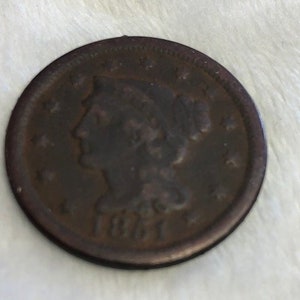 1851 Large Penny one Cent vintage Collectable Coin US. History in VG