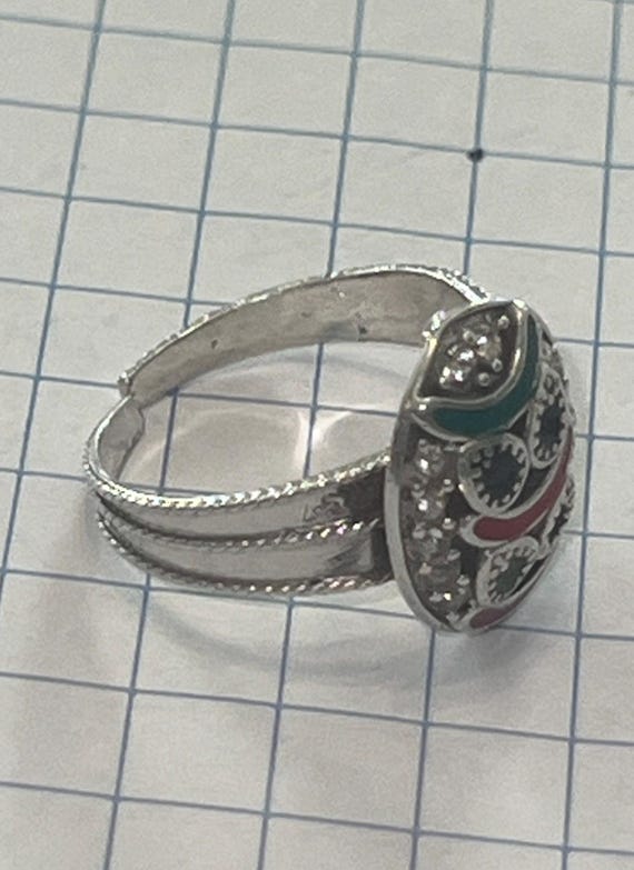 Solid Sterling Silver Adjustable Colorful Owl  To… - image 5