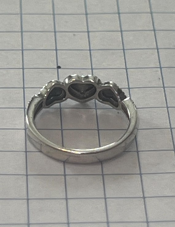 Solid Sterling Silver Love 3 Heart Ring, Size 5 3… - image 6
