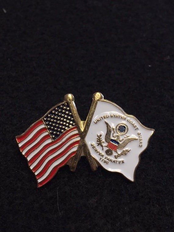 American Flag Coast Guard Flag Enamel Backpack pin … Gem