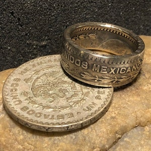 Custom Made Silver Mexican UN Peso Coin Ring Coinring Rings