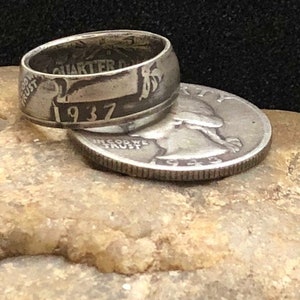 Custom Made US Silver Washington Quarter Coin Ring Coinring Rings