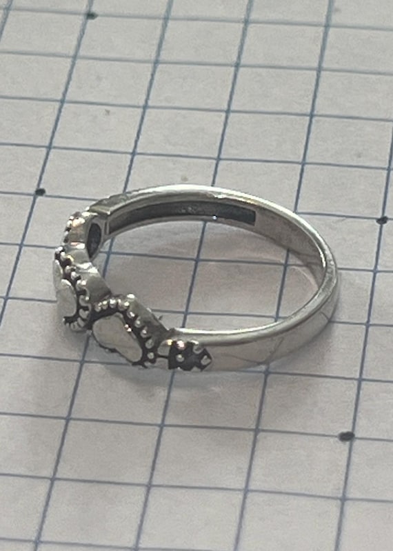 Solid Sterling Silver Love 3 Heart Ring, Size 5 3… - image 4