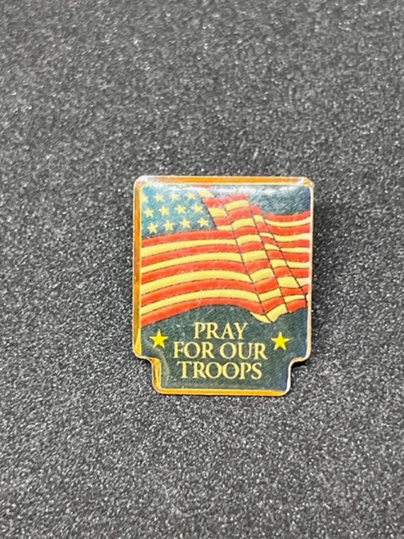 Pray for Our Troops & Freedom Enamel Backpack pin… - image 1