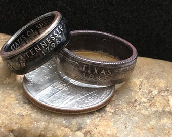 Custom Made Washington , US States and US National Parks Quarter Coin Ring Coinring Rings