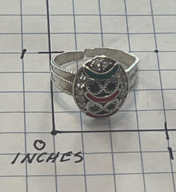 Solid Sterling Silver Adjustable Colorful Owl  To… - image 2