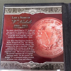 Last Three Years of the V Nickel 1910 1911 1912 First Commemorative Mint Inc
