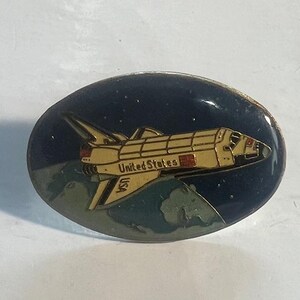 US Space Shuttle Orbiting the Globe  Enamel Backpack  Button  - Jacket Pin - Graffiti pin - Lapel pin Motorcycle  Tie  Collectable Pins