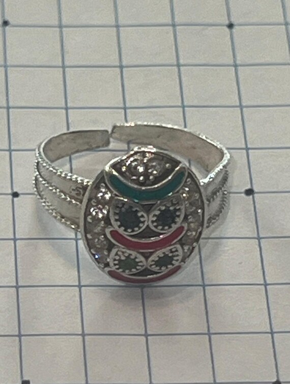 Solid Sterling Silver Adjustable Colorful Owl  To… - image 3