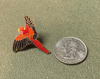 Red Parrot Bird Pin