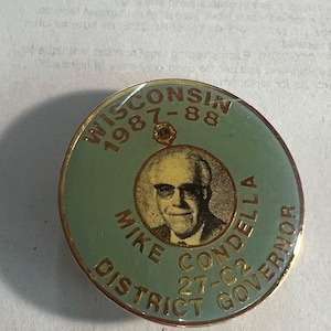 Lions Club Wisconsin District Governor 27-c2 1987-1988  Mike Condella Backpack Jacket Graffiti Lapel Motorcycle pin - Tie - Collectable Pins