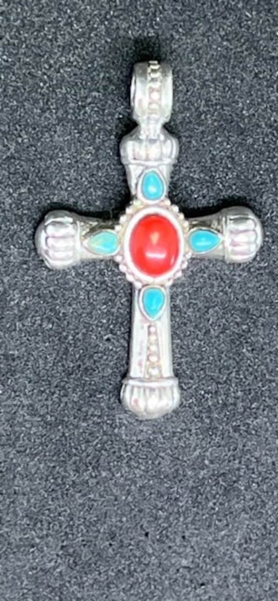 Sterling 925 Silver South West Style Turquoise Cro
