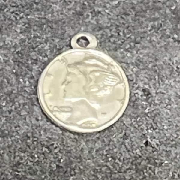 Solid Sterling 925 Silver Mini Mercury Dime, Pendant for  Necklace Jewellery