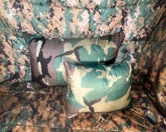 Military Woodland Issue Poncho Liner Camo Nylon Bivy Camo Pillow