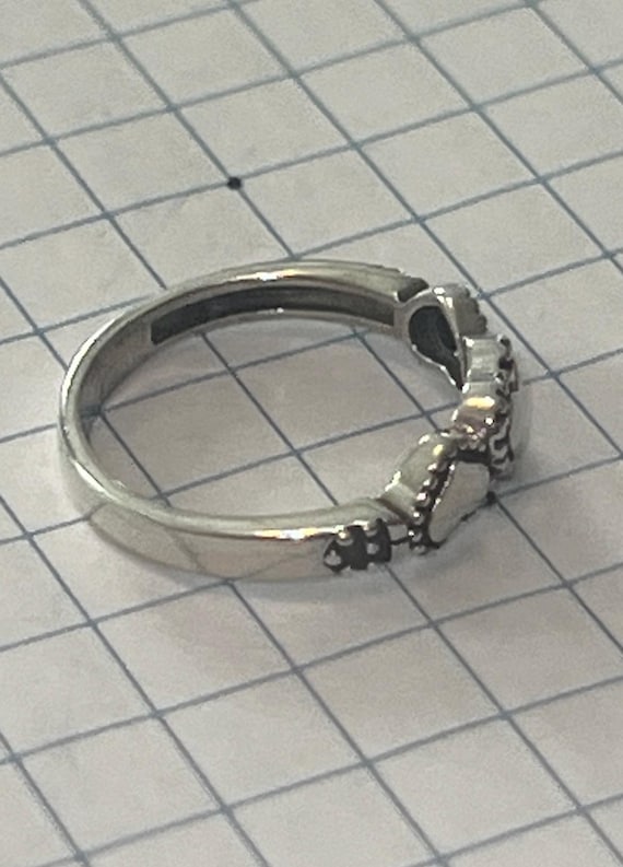 Solid Sterling Silver Love 3 Heart Ring, Size 5 3… - image 5