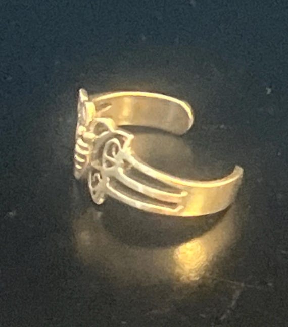 Solid Sterling Silver Adjustable Butterfly Toe Ri… - image 3