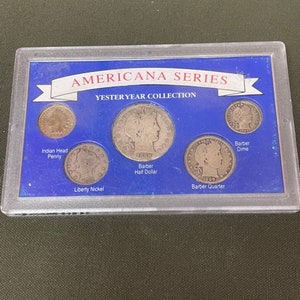 Americana Series Yesteryear Collection Silver Barber Half , Dime, Quarter , Nickel And Indian Head Penny  Mint Set Collection