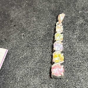 Sterling 925 Silver Stacked Multi Stone  Pendant for  Necklace Jewellery