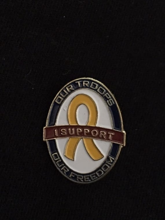 I Support Our Troops & Freedom Enamel Backpack pin