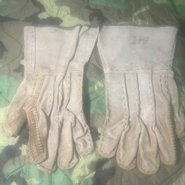 Military USGI Leather Concertina Razor Barbed Wire Employment Gloves Defense Guard Perimeter