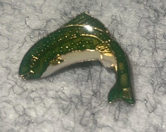Vintage Freshwater Trout Salmon  Fish  Enamel Backpack  Button  - Jacket Pin - Graffiti pin - Lapel pin Motorcycle  Tie  Collectable Pins
