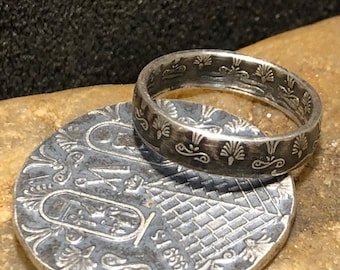 Silver 1/4 Egyptian  Silver Round Coin Ring Coinring Rings