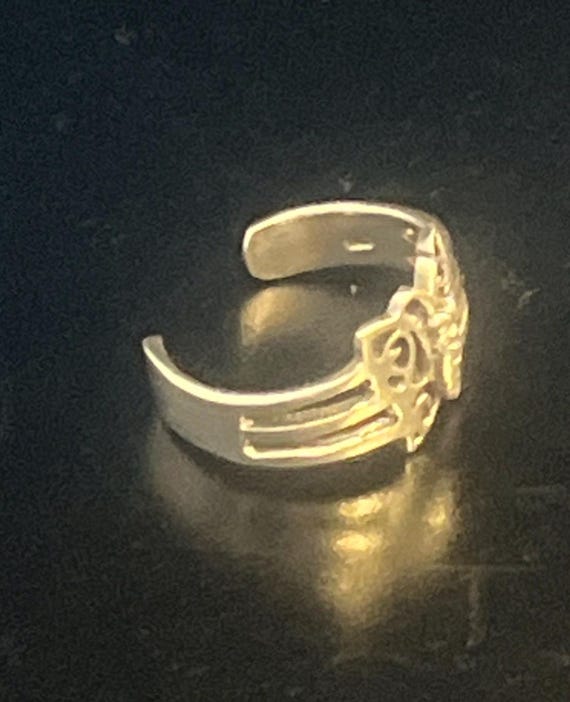 Solid Sterling Silver Adjustable Butterfly Toe Ri… - image 4