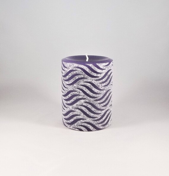 Brushstroke Pillar Candle Carved Etched Candle Designer Etsy