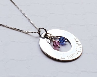 Mom/grandma washer necklace with Swarovski birthstones