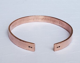 Thin hidden message cuff bracelet