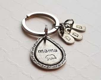 Mama and baby bears expandable keychain