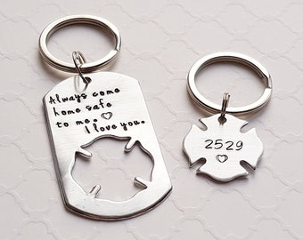 Firefighter couples keychain set