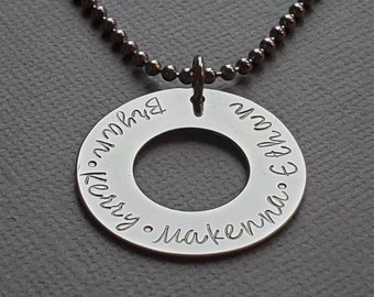 Dad's family washer necklace