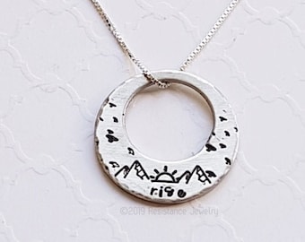 Sunrise mountain scene necklace