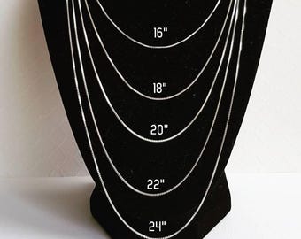 Solid Italian Sterling Silver (.925) Box Chain, 0.86 mm (16-24 inches) - Bulk Packs Available