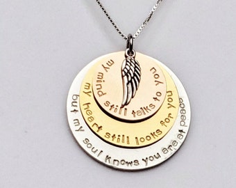 Memorial mixed-metal angel wing necklace