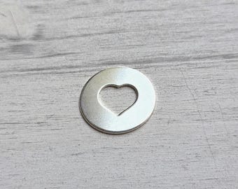 Sterling Silver Heart Washer Stamping Blanks, 20 Gauge, Smooth Edges (1 inch) - Bulk Packs Available
