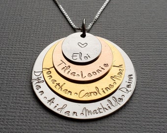 Four-layer mixed metal mom/grandma necklace