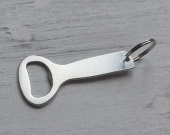 Aluminum Bottle Opener Stamping Blanks with Keychain Ring (4 inches), BOTH SIDES BLANK - Bulk Packs Available