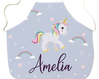 Personalised Children's Unicorn Toddler's Apron, Sparkles, Rainbows, Any Name, Colourful, Cute