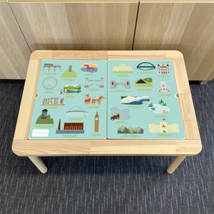 Kids United Kingdom Landmarks Table Top STICKER ONLY Compatible with IKEA Flisat Tables