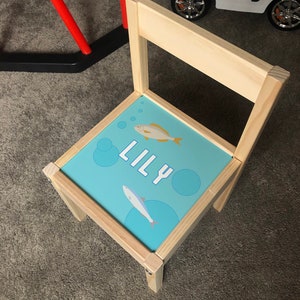 Personalisierter KinderStuhl Ikea LATT Holzstuhl Bedruckt Scuba UnderWater Strand Urlaub Meer Spielkarte Kinder Mädchen Jungen
