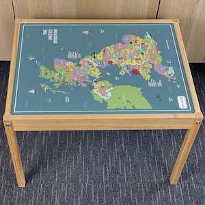 Kinder UK Map Table Top STICKER NUR kompatibel mit Ikea Latt Tischen - Abwisch-sauber Spaß und pädagogische Designs!