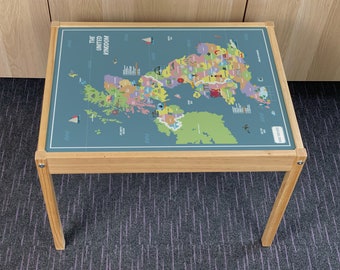 Kids UK Map Table Top STICKER ALLEEN compatibel met Ikea Latt Tables - Wipe-clean leuke en educatieve ontwerpen!