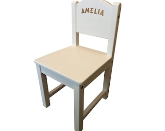 Silla de madera personalizada para niños IKEA Sundvik Off White & Light Grey grabada, cualquier nombre, personalizada, muebles, sala de juegos