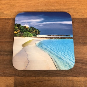 Personalised Travel Photo Hardboard Coasters Your Image Custom Photo Text Logo Tea Mat